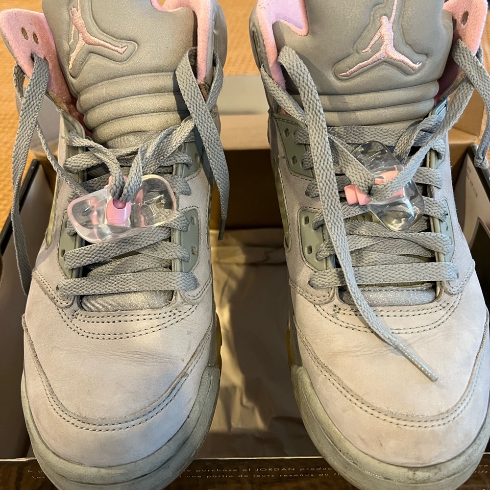 Women’s Jordan 5 Gray and Pink Sneakers
